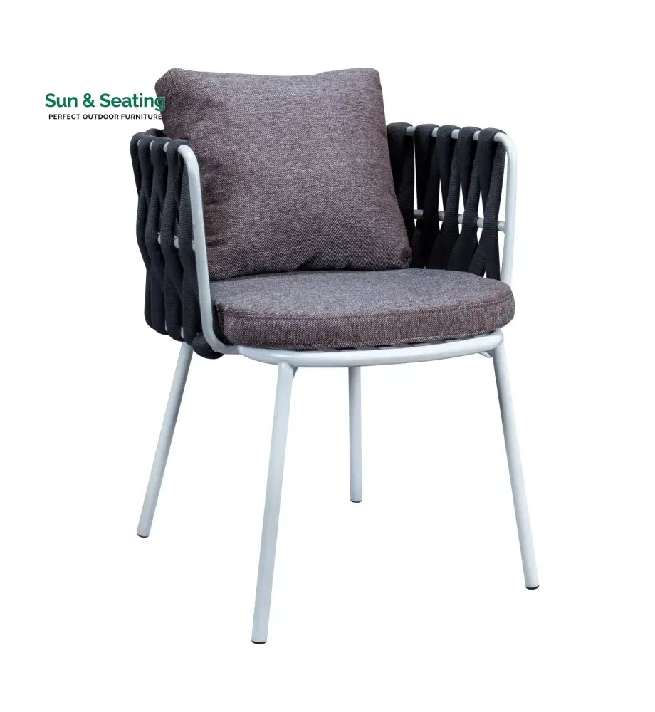 Stack Outdoor Patio Seating Set 4 Chairs and 1 Table Set (Black) Braided & Rope Coffee Table Sets