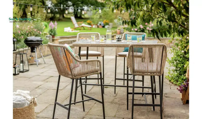 Stas Outdoor Patio Bar Sets 4 Chairs and 1 Table (Light Brown) Bar Sets