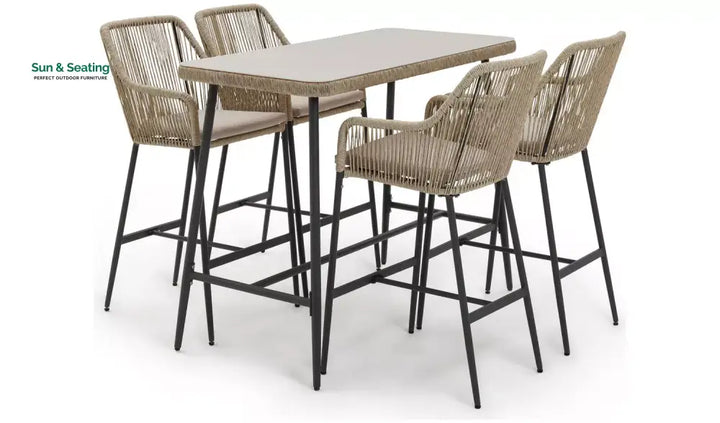 Stas Outdoor Patio Bar Sets 4 Chairs and 1 Table (Light Brown) Bar Sets