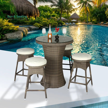 Stein Outdoor Patio Bar Sets 4 Stools and 1 Table (Capicano) Bar Sets