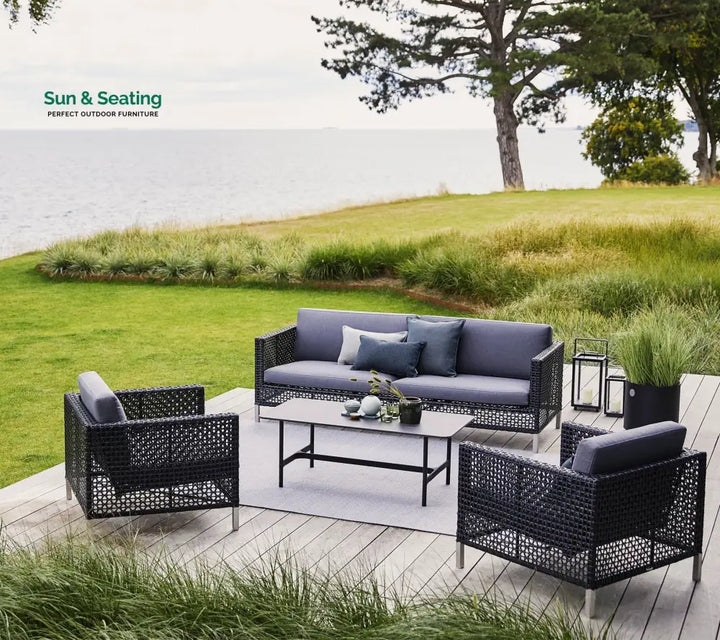 Stepan Outdoor Garden Balcony Sofa Set 2 Seater 2 Single seater Set (Dark Grey) Sofa Sets