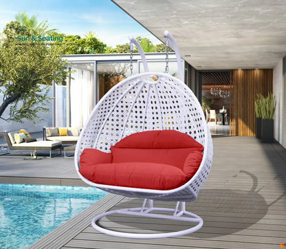Strinati Double Seater Hanging Swing With Stand For Balcony Garden Swing (White) Red Swings