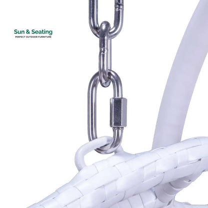 Strinati Double Seater Hanging Swing With Stand For Balcony Garden Swing (White) Swings