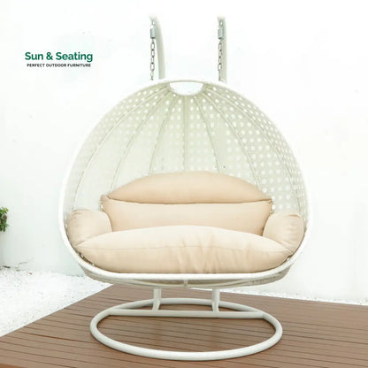 Strinati Double Seater Hanging Swing With Stand For Balcony Garden Swing (White) Swings