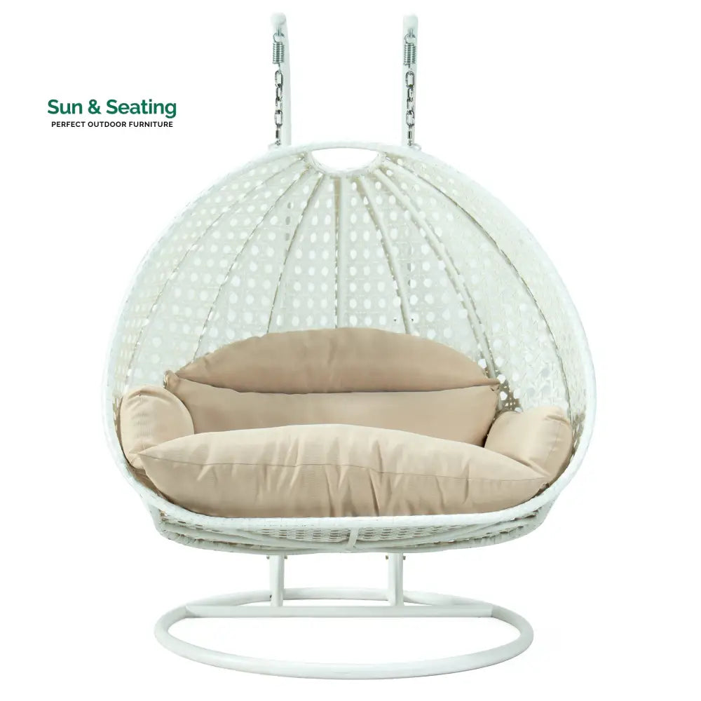 Strinati Double Seater Hanging Swing With Stand For Balcony Garden Swing (White) Swings