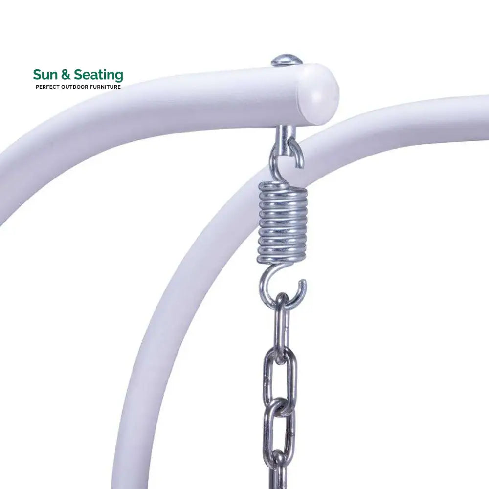 Strinati Double Seater Hanging Swing With Stand For Balcony Garden Swing (White) Swings