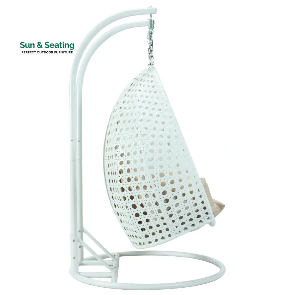 Strinati Double Seater Hanging Swing With Stand For Balcony Garden Swing (White) Swings