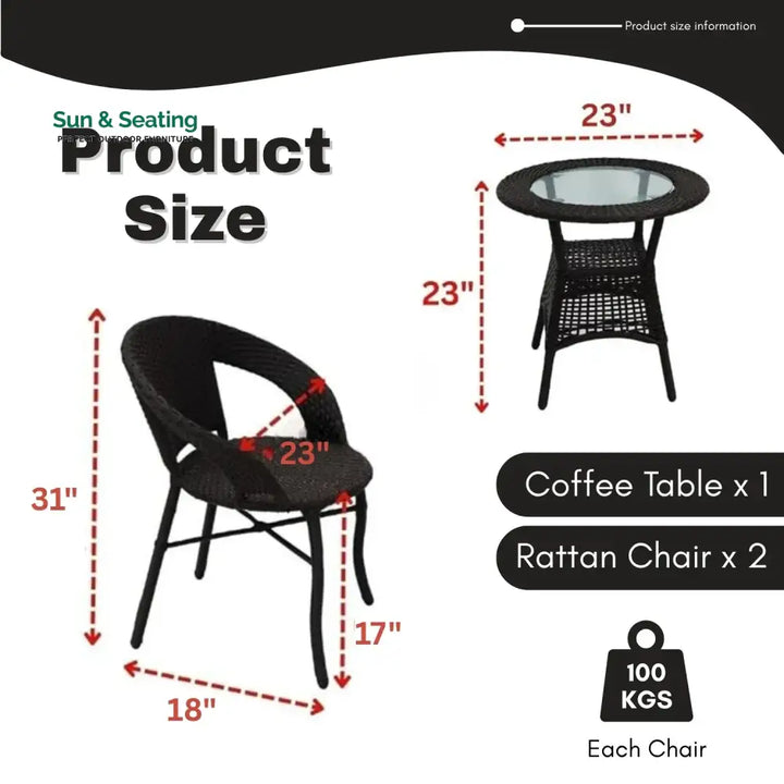 Sumaya 3-Piece Outdoor Rattan Wicker Patio Bistro Set Patio Set