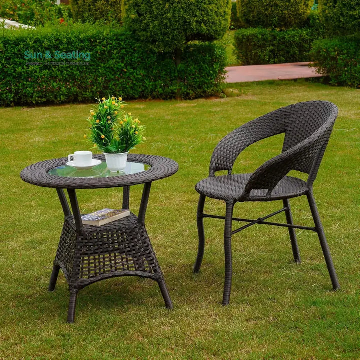 Sumaya 3-Piece Outdoor Rattan Wicker Patio Bistro Set Patio Set