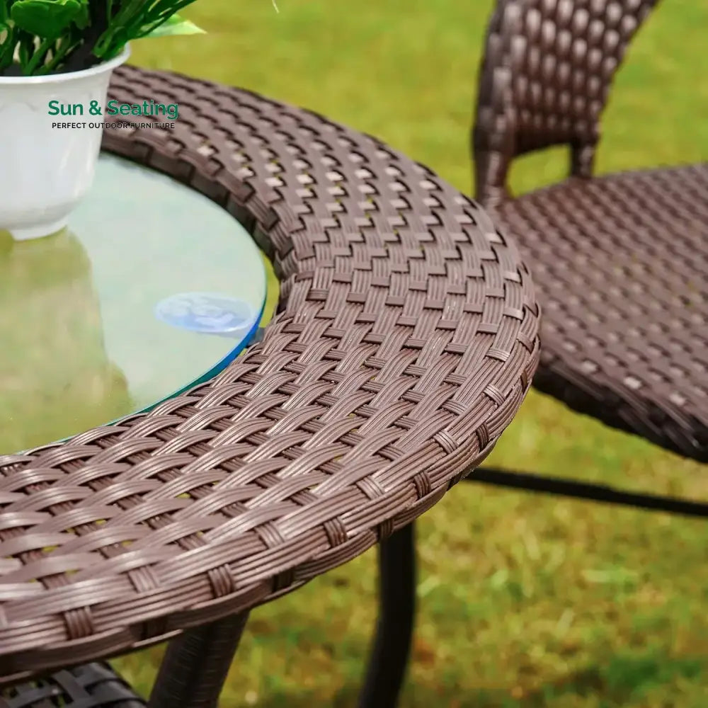 Sumaya 3-Piece Outdoor Rattan Wicker Patio Bistro Set Patio Set
