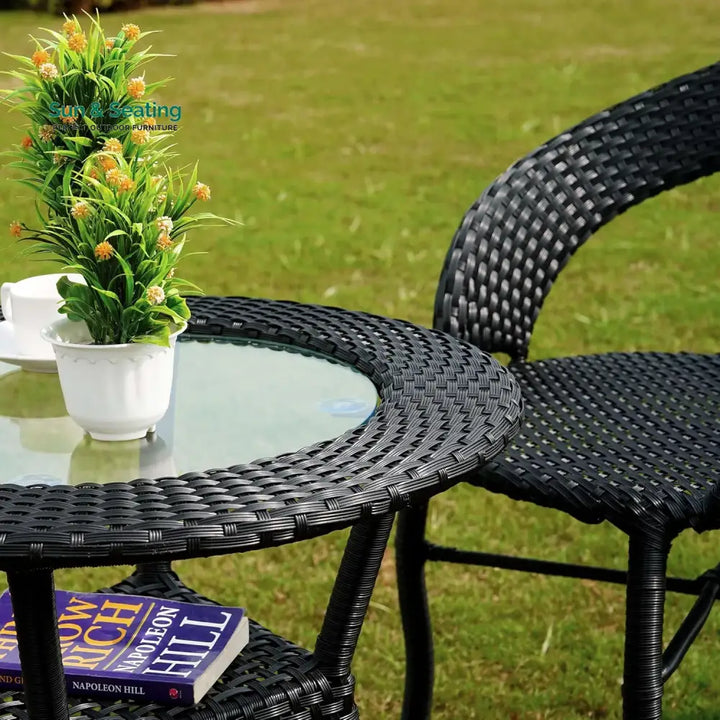 Sumire 3-Piece Outdoor Rattan Wicker Patio Bistro Set Patio Set