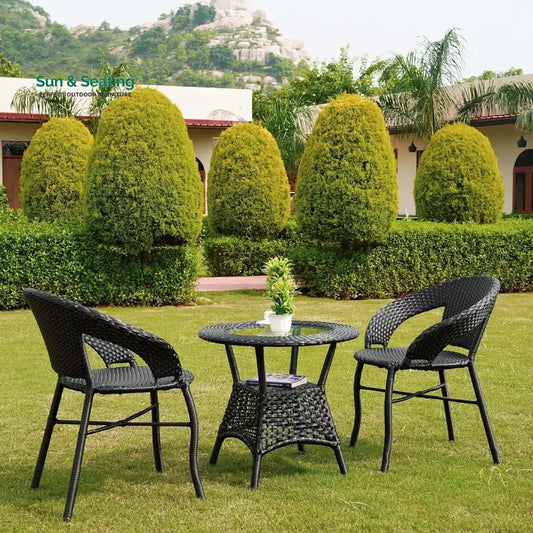 Sumire 3-Piece Outdoor Rattan Wicker Patio Bistro Set Patio Set