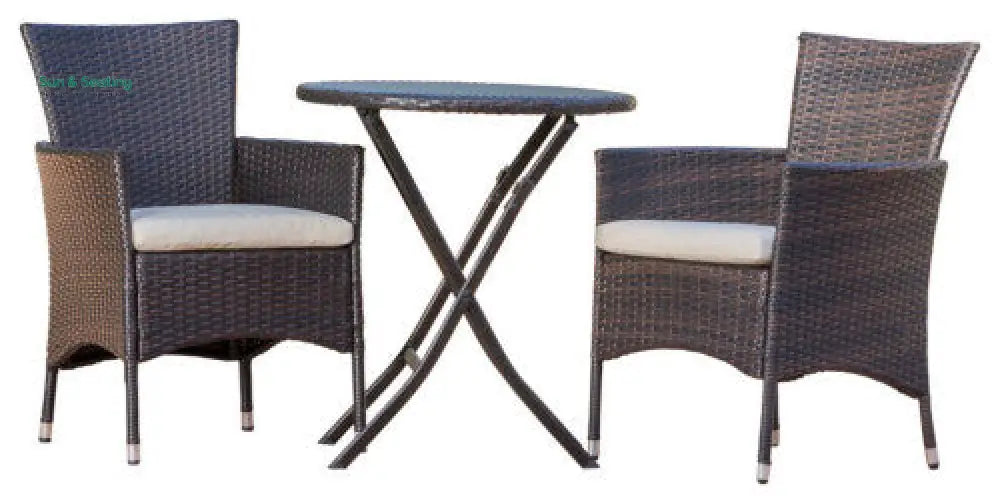 Sush Outdoor Patio Seating Set 2 Chairs and 1 Table Set (Brown) Coffee Table Sets