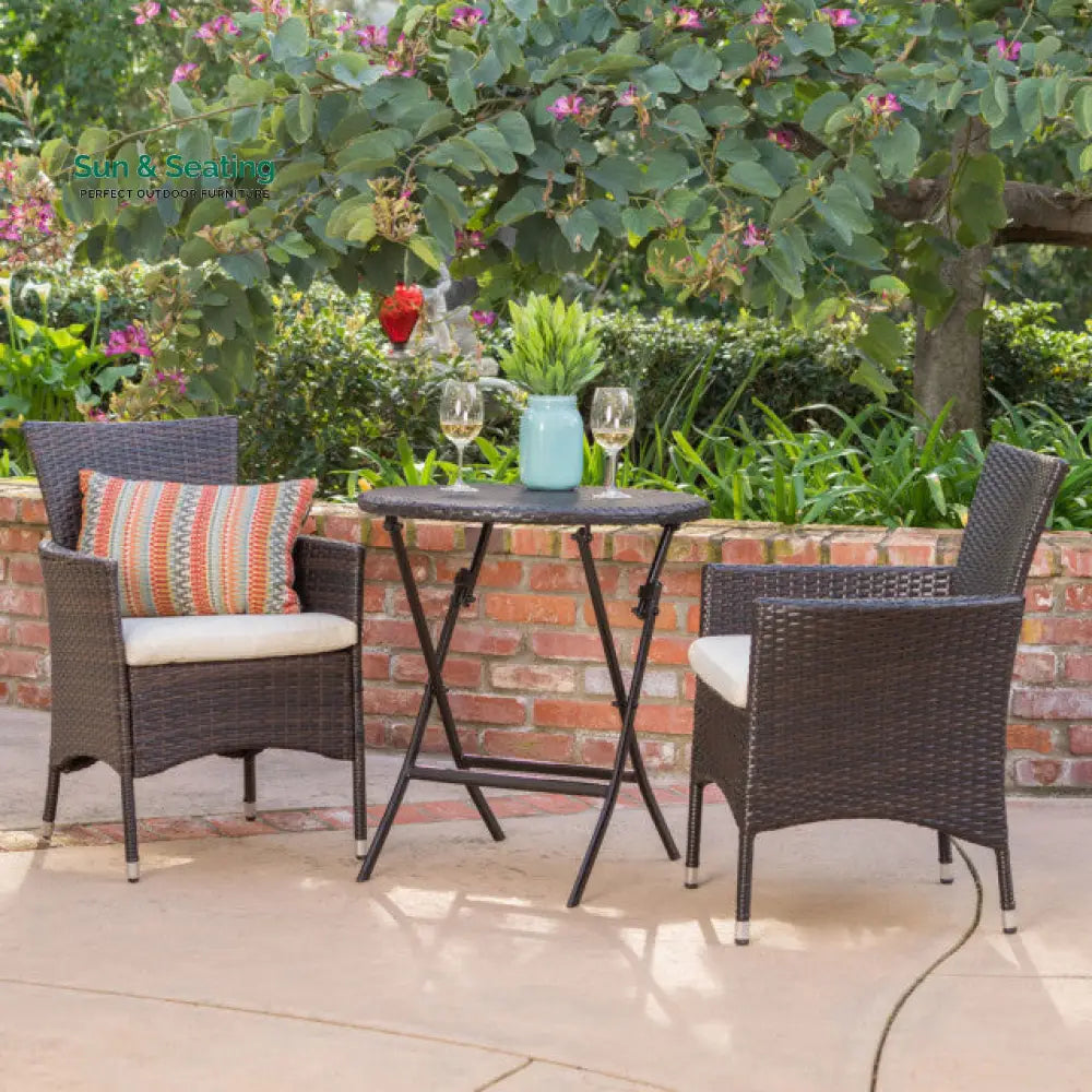 Sush Outdoor Patio Seating Set 2 Chairs and 1 Table Set (Brown) Coffee Table Sets