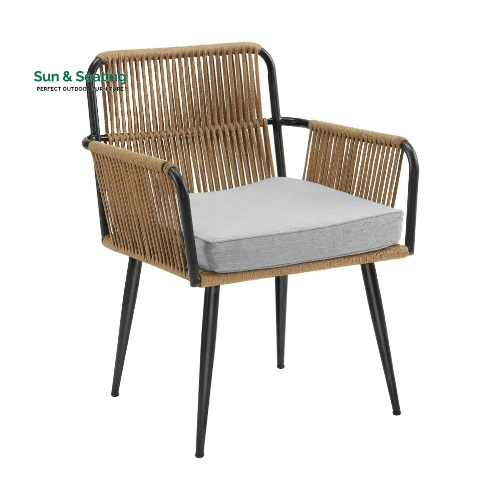 Susten Outdoor Patio Seating Set 2 Chairs and 1 Table Set (Tan) Braided &amp; Rope Coffee Table Sets