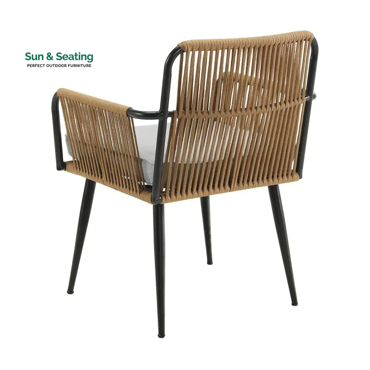 Susten Outdoor Patio Seating Set 2 Chairs and 1 Table Set (Tan) Braided &amp; Rope Coffee Table Sets