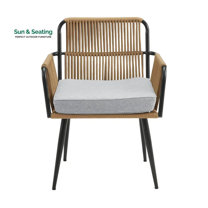 Susten Outdoor Patio Seating Set 2 Chairs and 1 Table Set (Tan) Braided &amp; Rope Coffee Table Sets