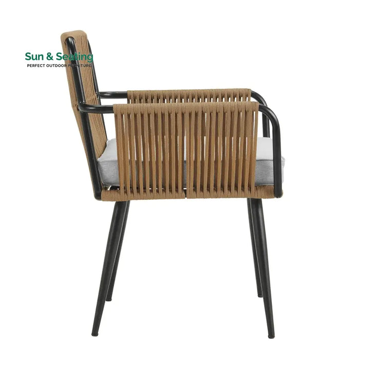 Susten Outdoor Patio Seating Set 2 Chairs and 1 Table Set (Tan) Braided &amp; Rope Coffee Table Sets