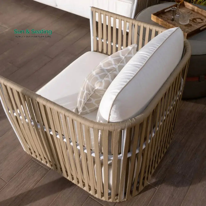 Suyin All-Weather Rope 4- Seater Sofa Set With Glass Top Table Sofa Set