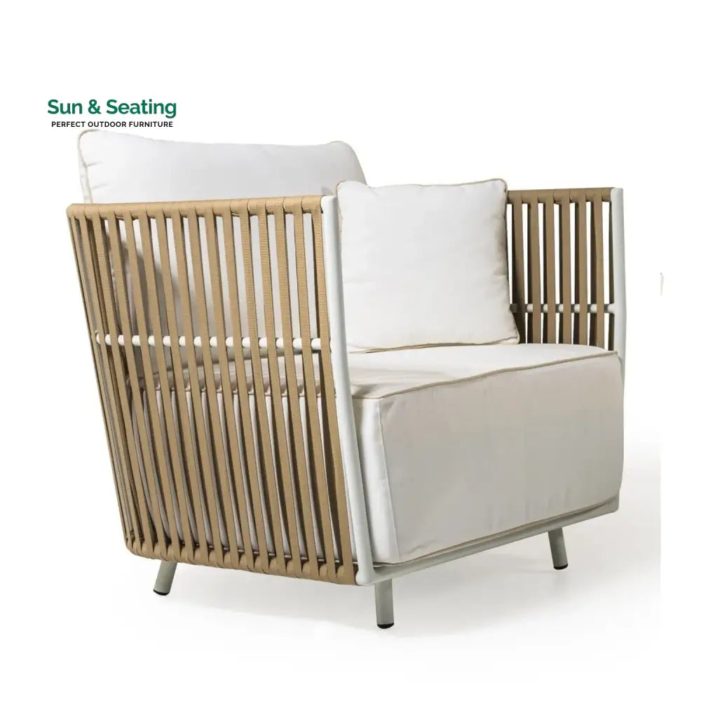 Suyin All-Weather Rope 4- Seater Sofa Set With Glass Top Table Sofa Set