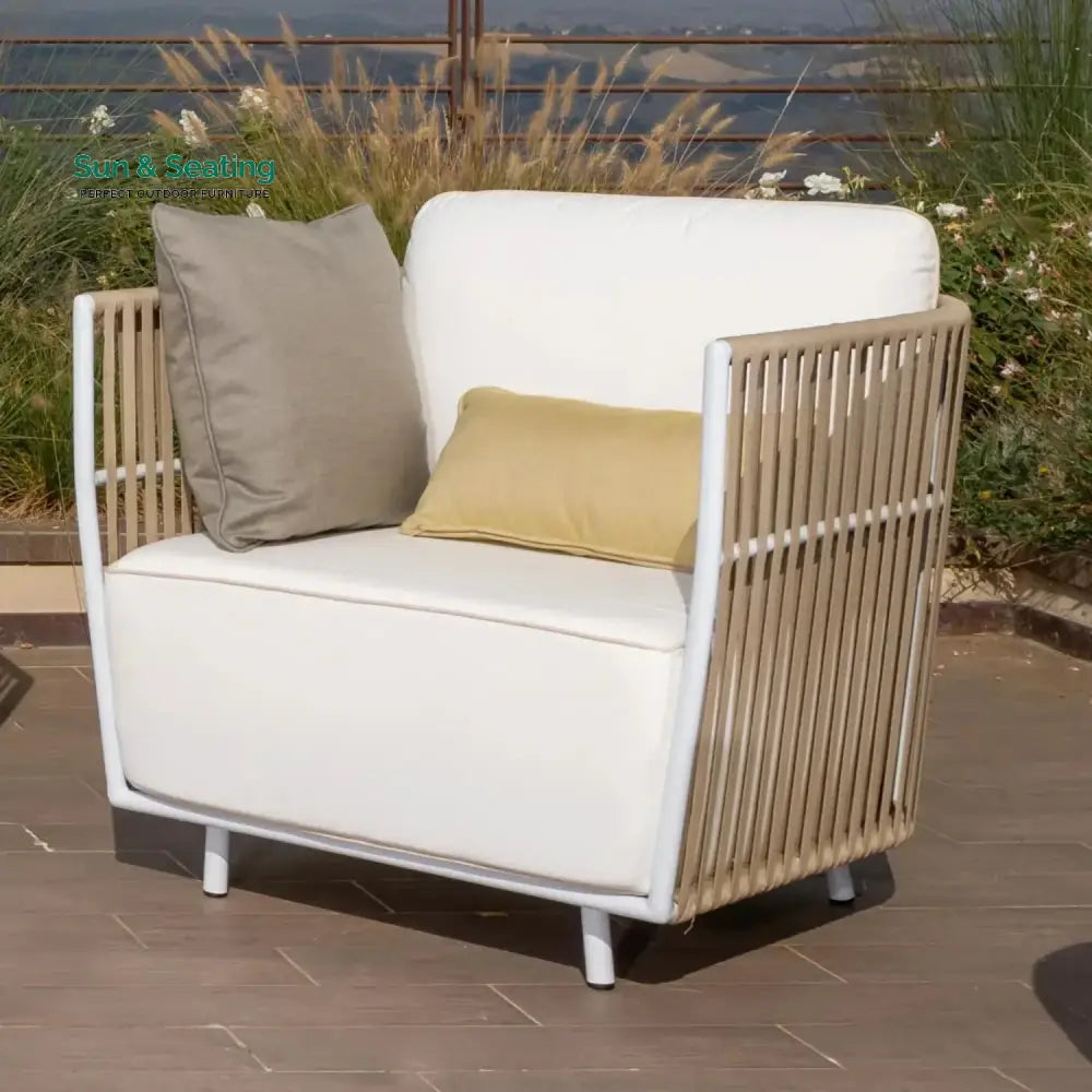 Suyin All-Weather Rope 4- Seater Sofa Set With Glass Top Table Sofa Set
