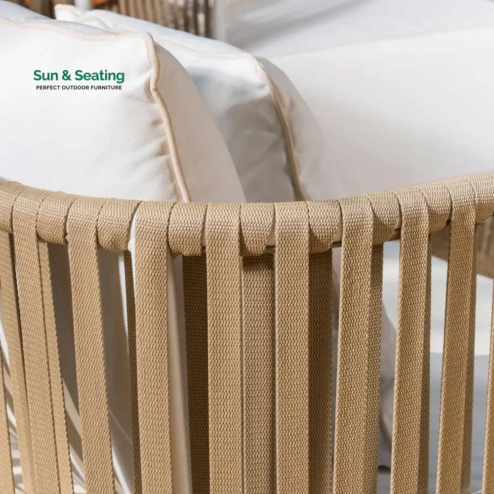 Swoop Outdoor Garden Balcony Sofa Set 2 Seater 2 Single seater and 1 Table Set (Beige + White) Sofa Sets