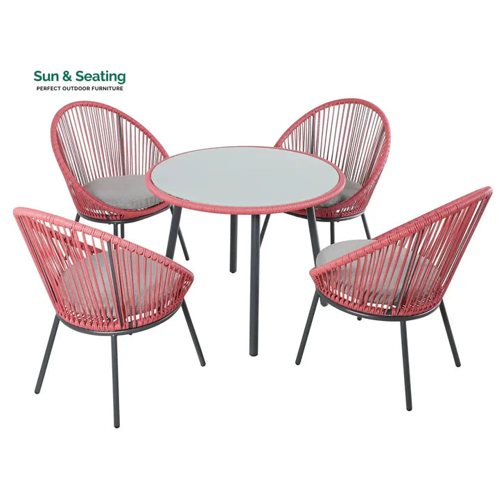 Swoosh Patio Seating Set 4 Chairs and 1 Table Set (Light Red) Coffee Table Sets