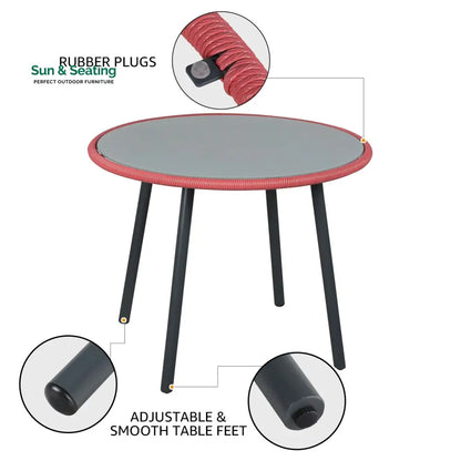 Swoosh Patio Seating Set 4 Chairs and 1 Table Set (Light Red) Coffee Table Sets