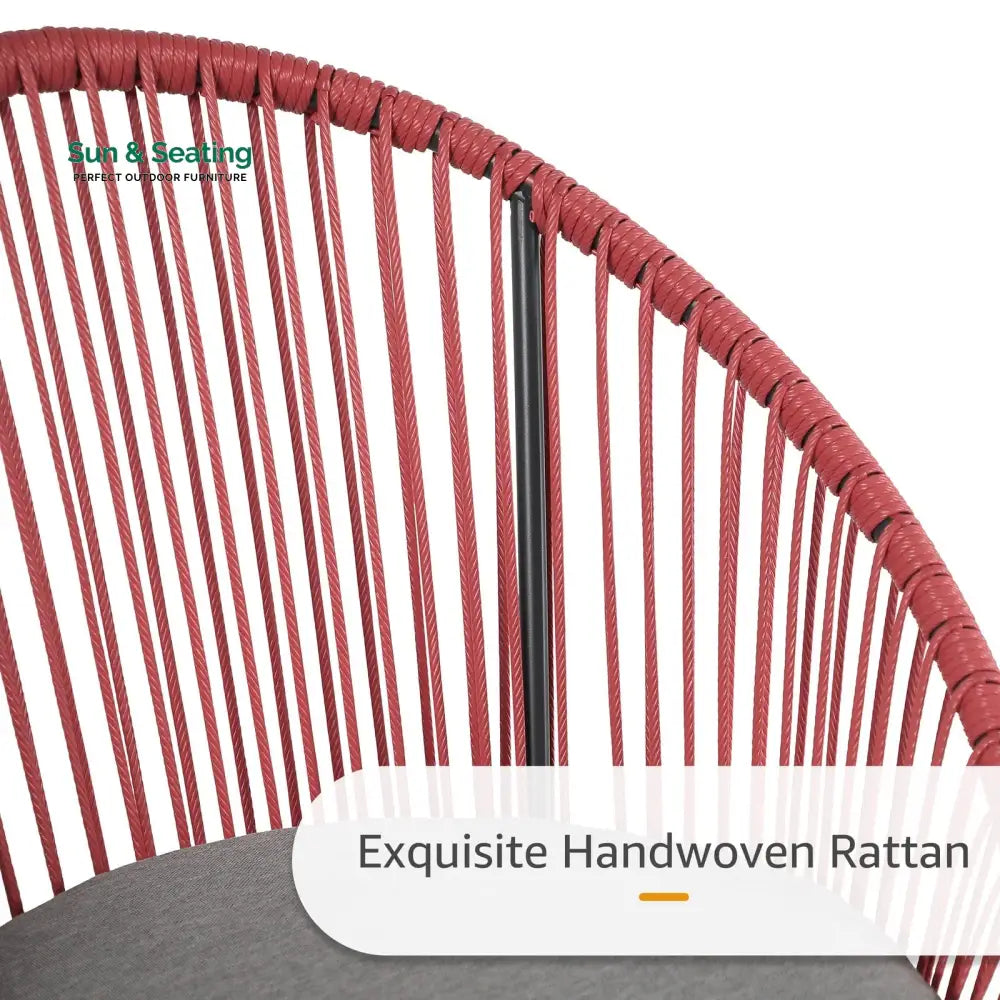 Swoosh Patio Seating Set 4 Chairs and 1 Table Set (Light Red) Coffee Table Sets