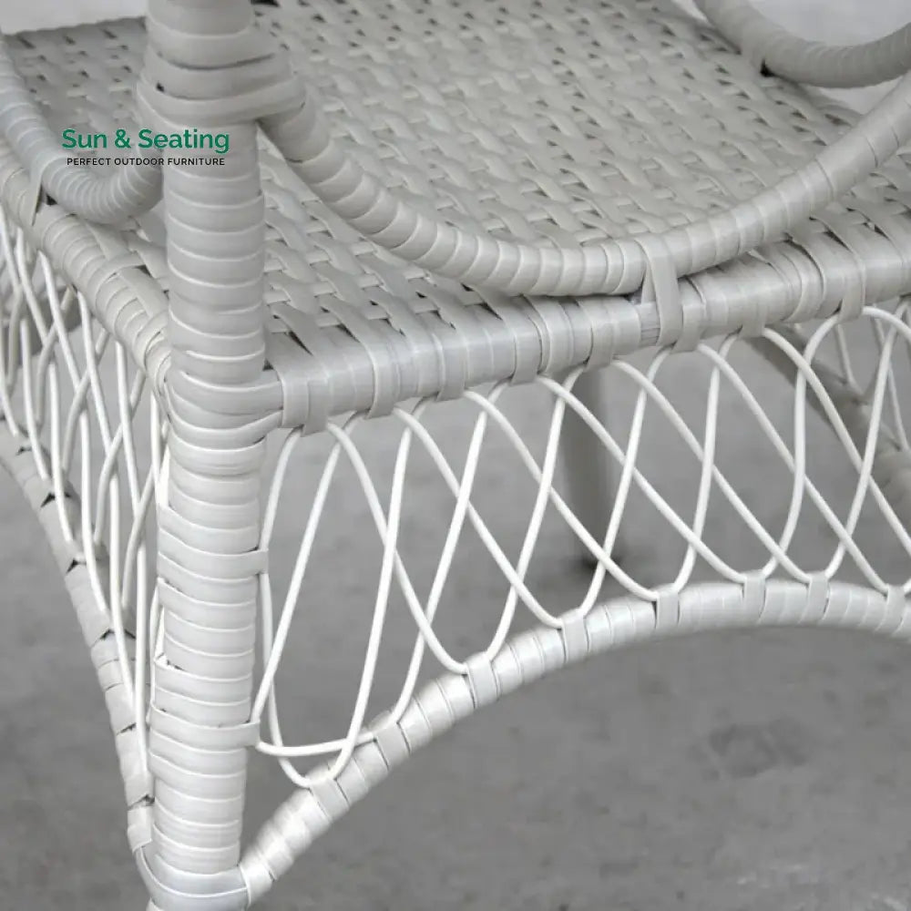 Sybil Outdoor Patio Seating Set 2 Chairs and 1 Table Set (White) Coffee Table Sets