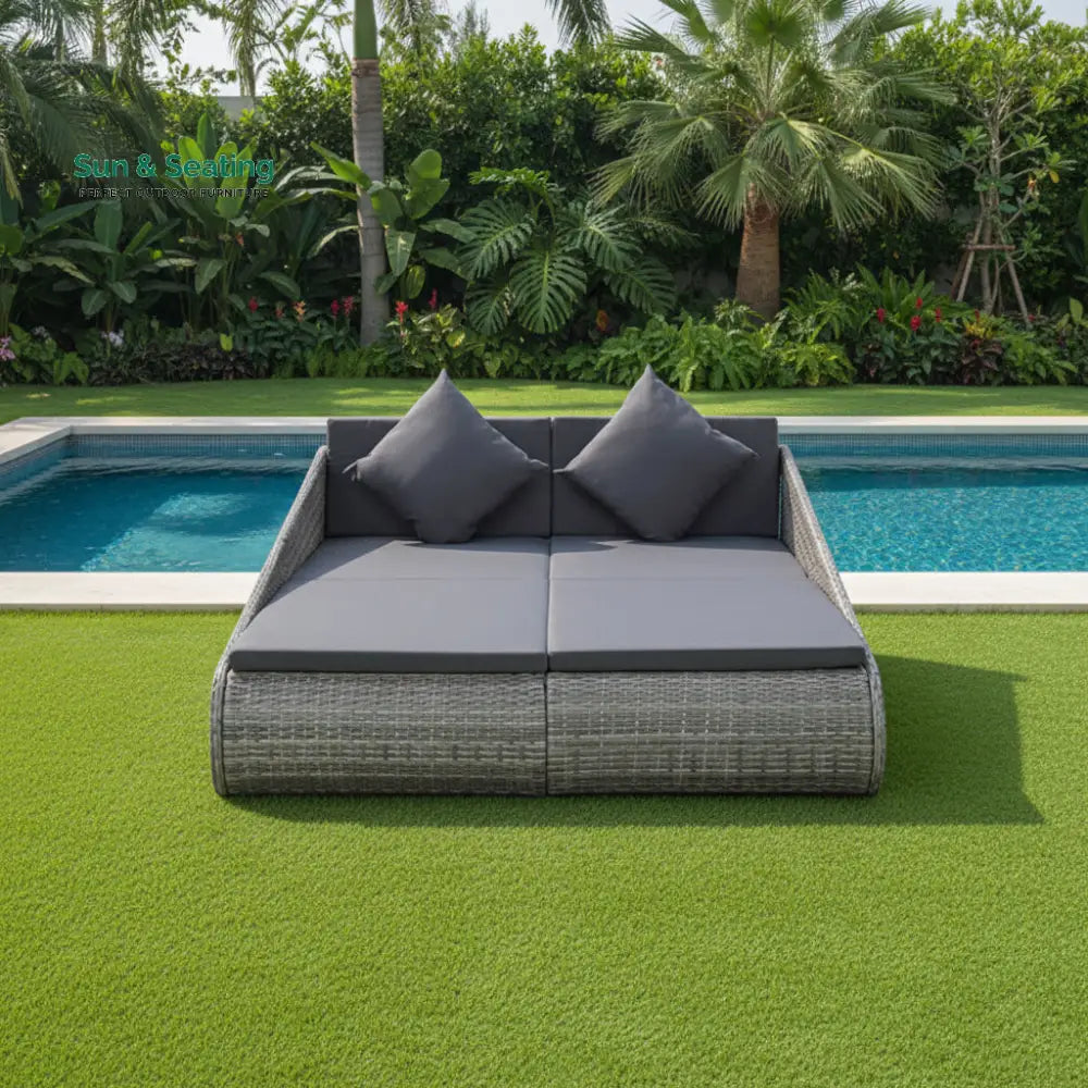 Sylvana Outdoor Poolside Sunbed With Cushion Daybed (Grey) Sunbed