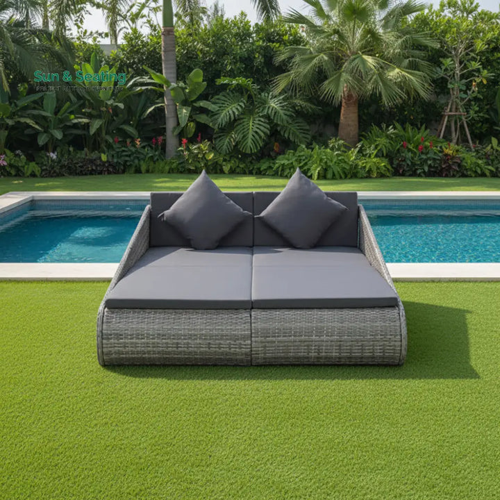 Sylvana Outdoor Poolside Sunbed With Cushion Daybed (Grey) Sunbed