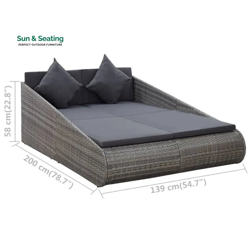 Sylvana Outdoor Poolside Sunbed With Cushion Daybed (Grey) Sunbed