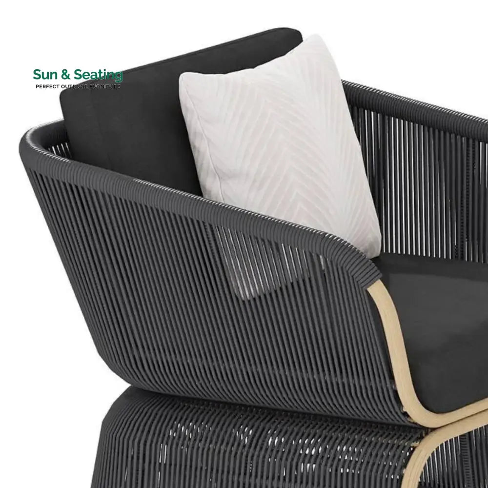 Taima Outdoor Braided Rope Sofa Set With 2-Tier Glass Top Table Sofa Set