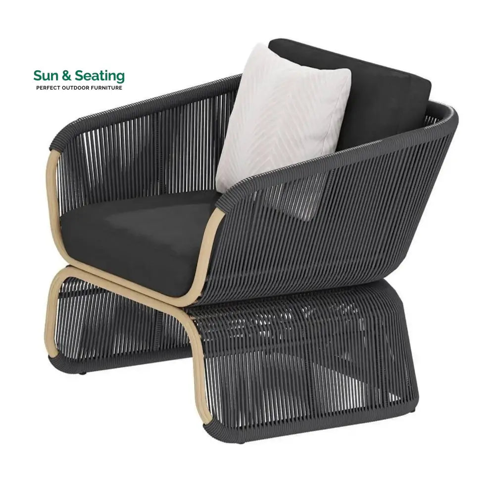 Taima Outdoor Braided Rope Sofa Set With 2-Tier Glass Top Table Sofa Set