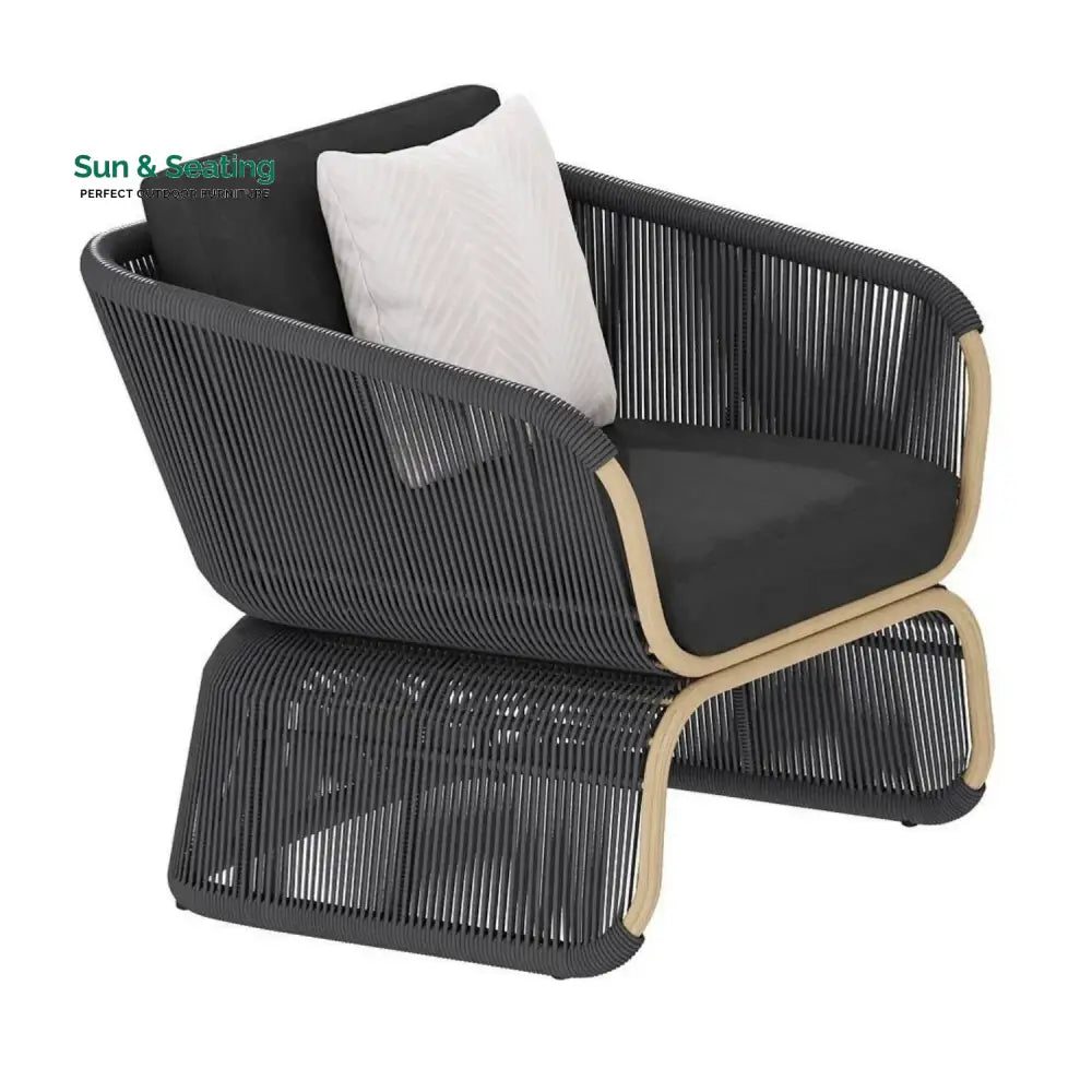 Taima Outdoor Braided Rope Sofa Set With 2-Tier Glass Top Table Sofa Set
