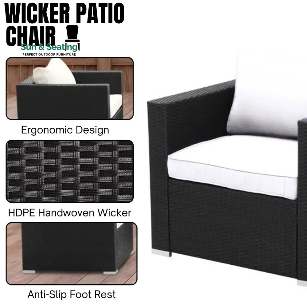 Tamara 6-Piece Outdoor Conversation Set (Black/Off-White) Sofa Set