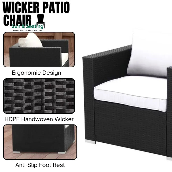 Tamara 6-Piece Outdoor Conversation Set (Black/Off-White) Sofa Set