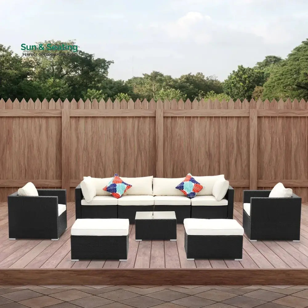 Tamara 6-Piece Outdoor Conversation Set (Black/Off-White) Sofa Set