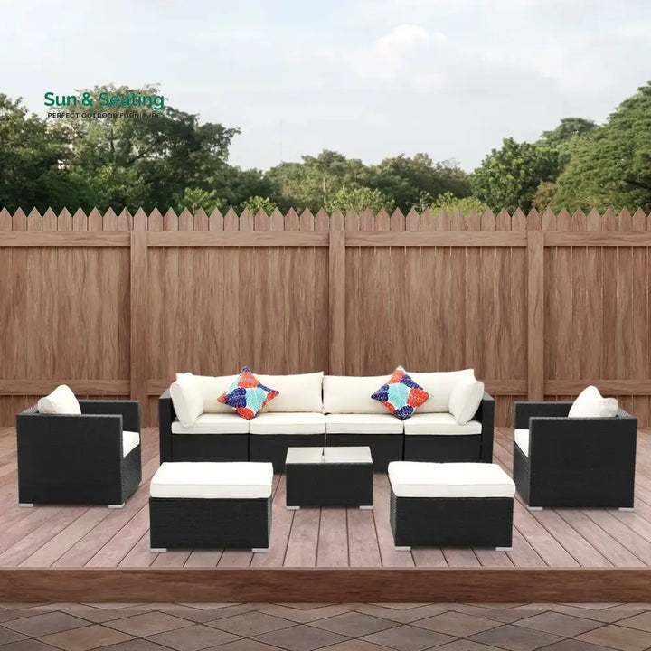 Tamara 6-Piece Outdoor Conversation Set (Black/Off-White) Sofa Set