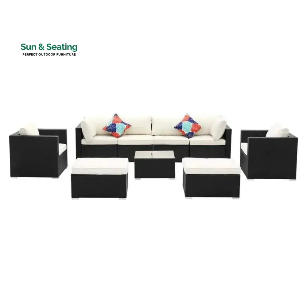 Tamara 6-Piece Outdoor Conversation Set (Black/Off-White) Sofa Set