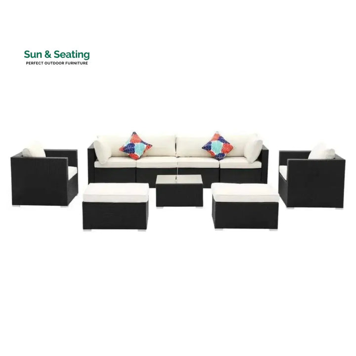 Tamara 6-Piece Outdoor Conversation Set (Black/Off-White) Sofa Set