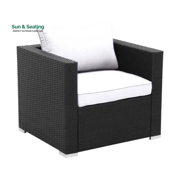 Tamara 6-Piece Outdoor Conversation Set (Black/Off-White) Sofa Set