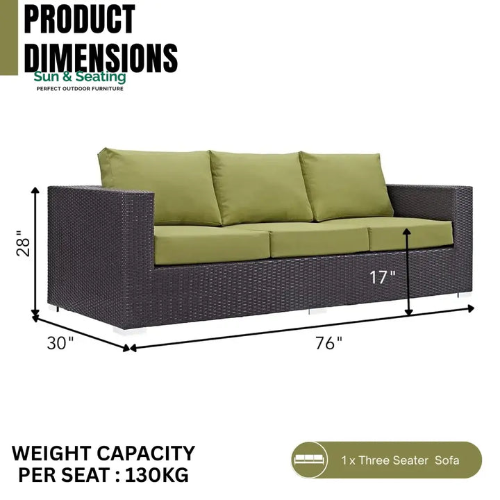 Tamara Outdoor All-Weather Wicker 3-Seater Sofa Sofa Set
