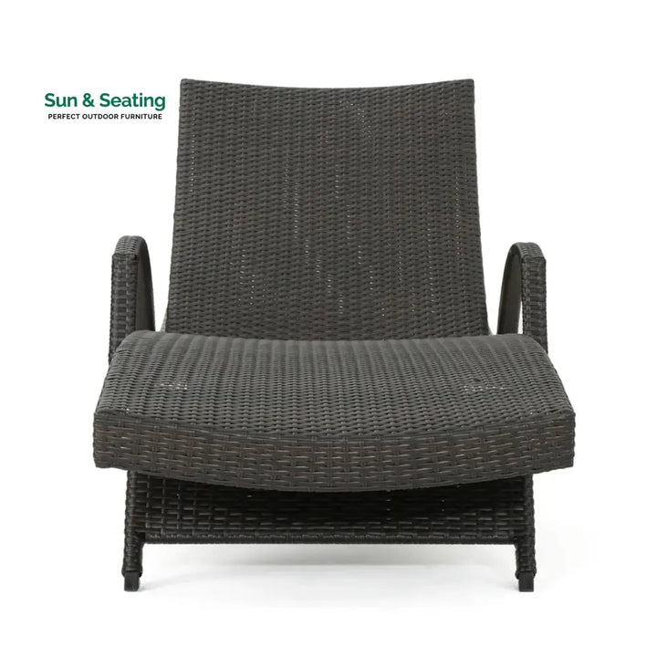 Tanirika Outdoor All-Weather HDPE Wicker Rattan Sunlounger Recliner with Side Table Lounger Set