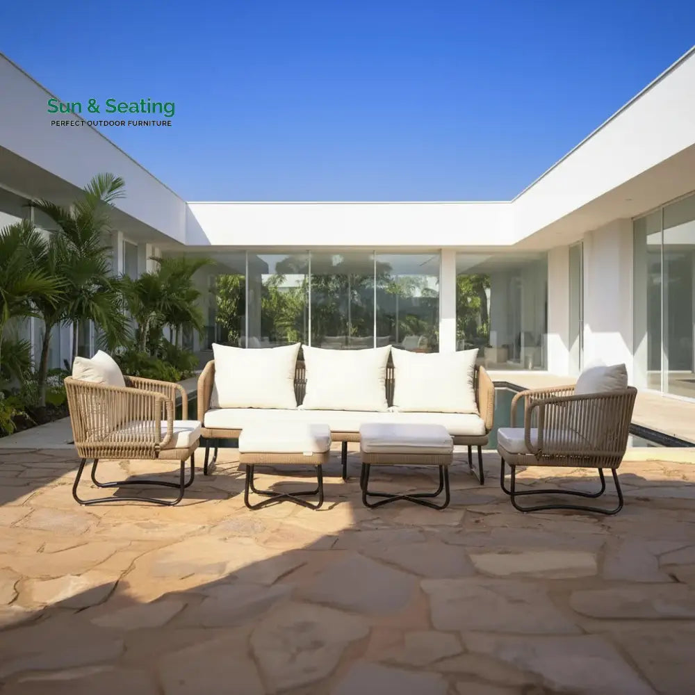 Tao 7 Seater Outdoor Rope Sofa Set with Ottomans Sofa Set