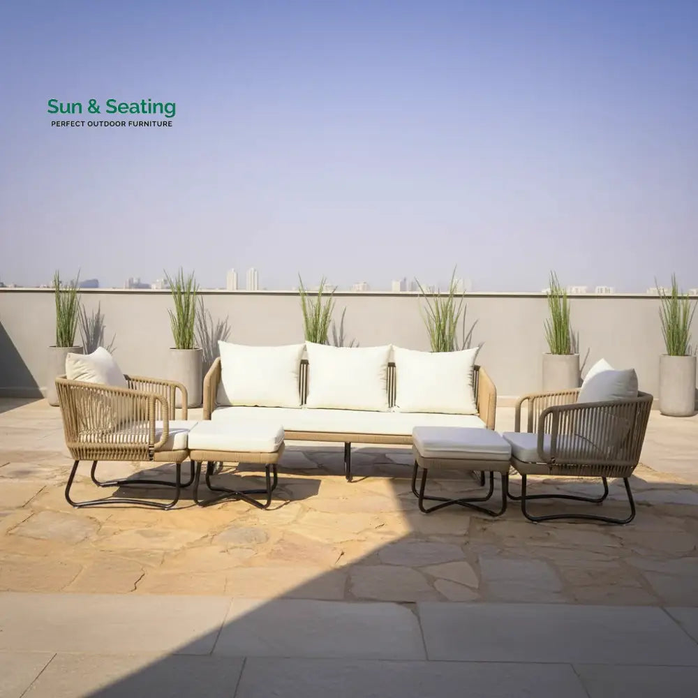 Tao 7 Seater Outdoor Rope Sofa Set with Ottomans Sofa Set