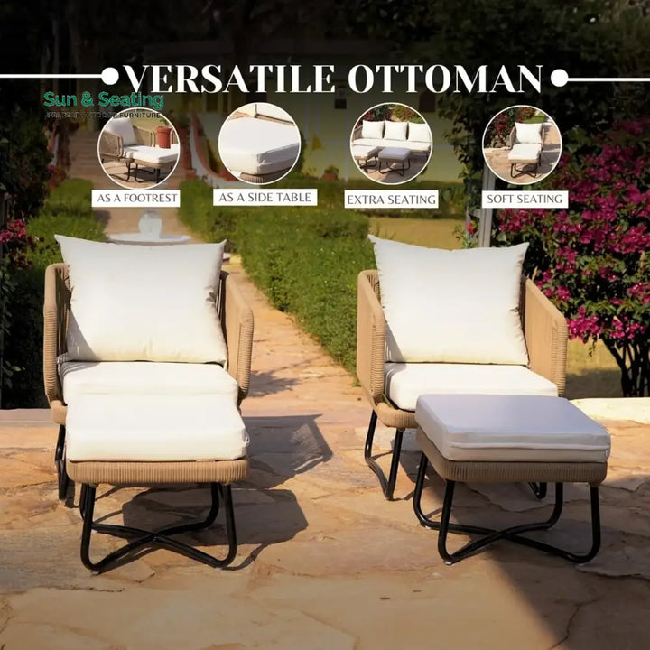 Tao 7 Seater Outdoor Rope Sofa Set with Ottomans Sofa Set