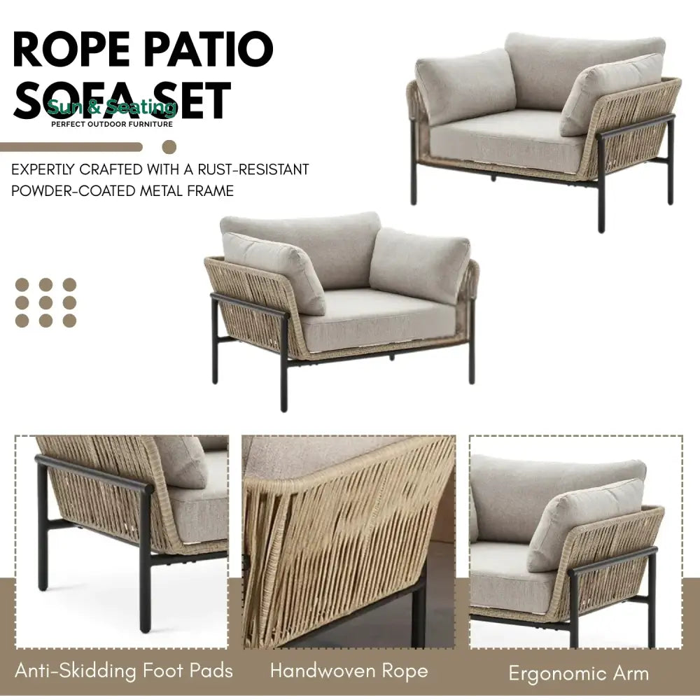 Tapasya Outdoor 4-Piece Rope Conversation Sofa Set Sofa Set