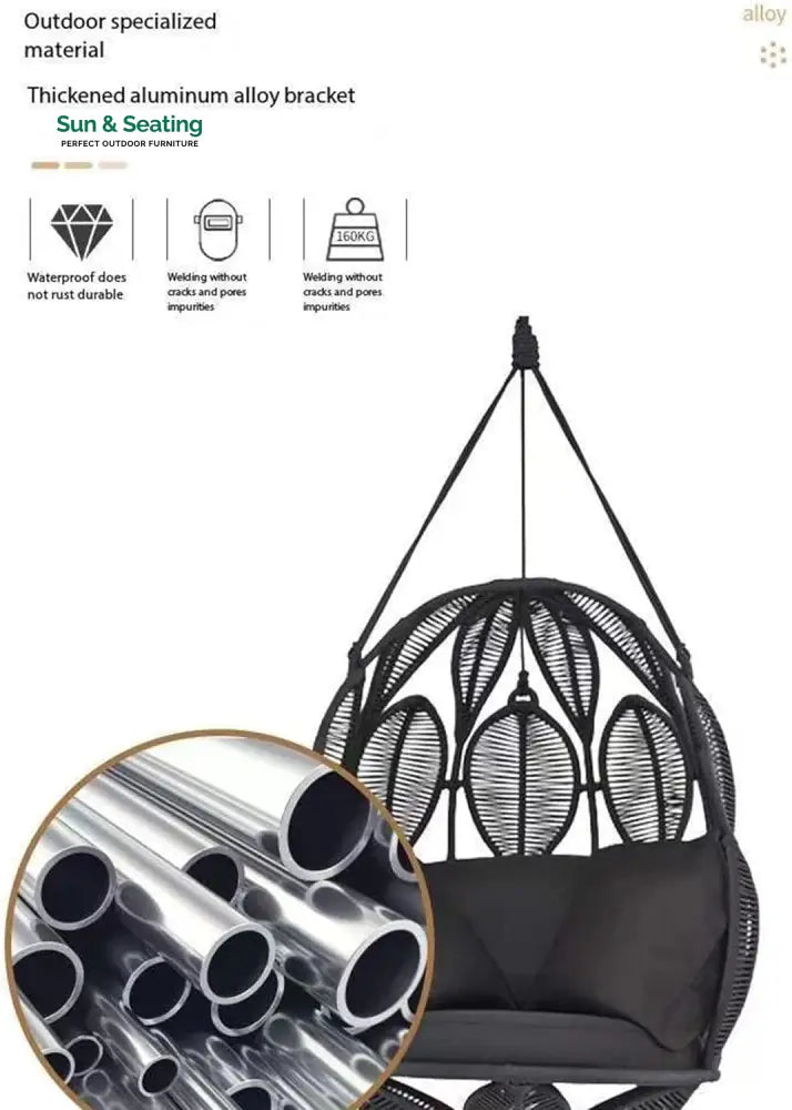 Tasse Single Seater Hanging Swing Without Stand For Balcony Garden Swing (Black) Braided &amp; Rope Swings